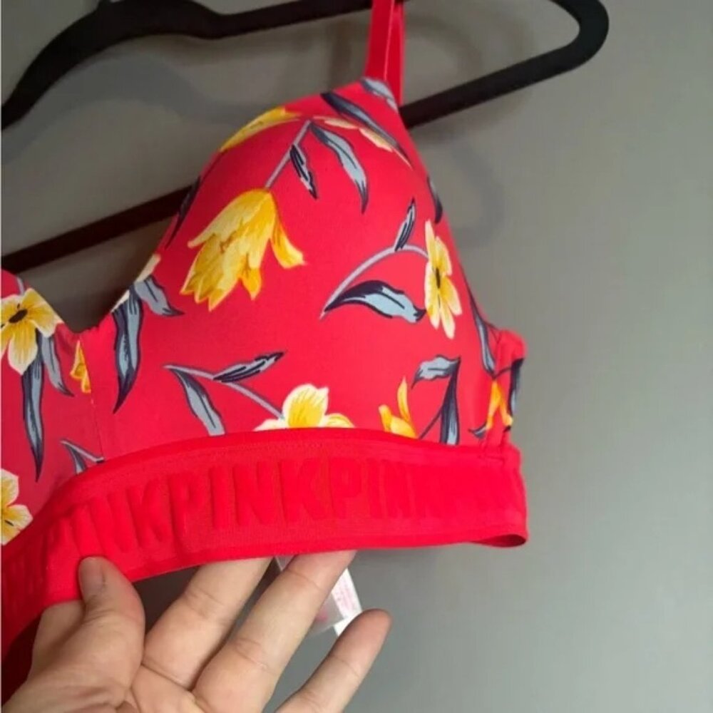 Pink Victoria Secret Floral Wear Everywhere Wireless Lightly Bra Size 32 D - Picture 4 of 4